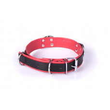 Kiotos Steel Deluxe Bondage Collar - Black & Red