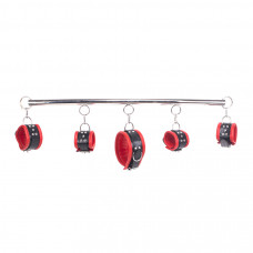 Kiotos Steel Spreader Bar deluxe set - Red Leather