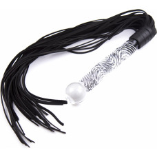 Kiotos Leather Fancy Black Flogger with Glass Handle