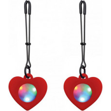 Xr Brands Light Up - Silicone Heart Tweezers Nipple Clamps