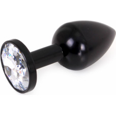 Kiotos Steel Aluminium Buttplug Black with Clear Gem