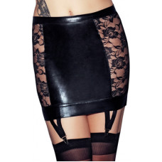 7 Heaven Lorena - Wetlook and Lace Garter Skirt - S