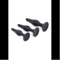 Xr Brands Triple Spire - Tapered Silicone Anal Trainer Set - 3 Pieces - Black