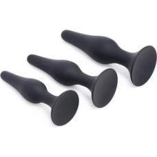 Xr Brands Triple Spire - Tapered Silicone Anal Trainer Set - 3 Pieces - Black