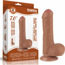 Lovetoy 7'' Sliding Skin Dual Layer Dong Brown