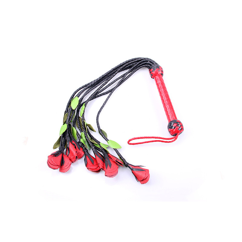 Kiotos Leather Rose Flower Flogger Green/Red