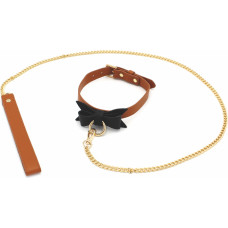 Kiotos Leather Brown Leather Bow Tie Collar & Leash