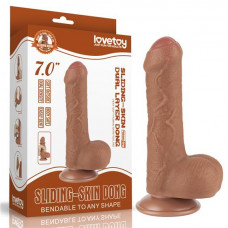 Lovetoy 7'' Sliding Skin Dual Layer Dong Brown