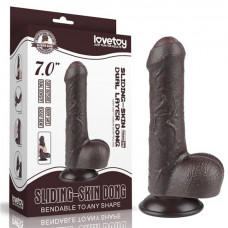 Lovetoy 7'' Sliding Skin Dual Layer Dong Black