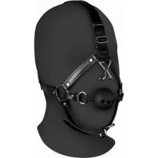 Ouch! By Shots Head Harness with Breathable Ball Gag and Nose Hooks - Black