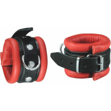 Kiotos Leather Leather Handcuffs Red - 5 cm