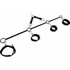 Kiotos Leather Spreader Bar Quadruple O-Ring with Handcuffs & Ankle Cuffs