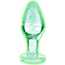 Xr Brands Glow-In-The-Dark - Glass Butt Plug - Medium