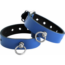 Kiotos Leather Leather Handcuffs Mini O-Ring Blue