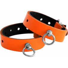 Kiotos Leather Leather Handcuffs Mini O-Ring Orange