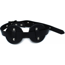 Kiotos Leather Black Leather Blindfold with Adjustable Eye Patches