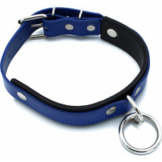 Kiotos Leather Black & Blue Leather Collar big O-Ring