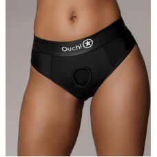 Ouch! By Shots Vibrating Strap-on Thong with Removable Butt Straps - M/L - Black