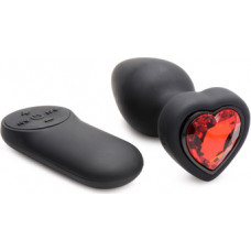 Xr Brands Silicone Vibrating Red Heart - Butt Plug with Remote Control - Small