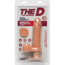 Doc Johnson Perfect D – tikroviškas ULTRASKYN dildo su kamuoliukais – 7/18 cm