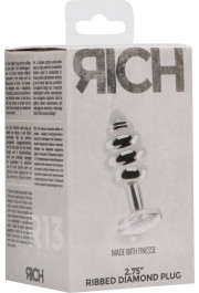 Rich By Shots Ribbed Diamond Plug - 2.8 / 7 cm - Silver