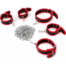 Kiotos Leather Budget Body Restraints Set Black & Red