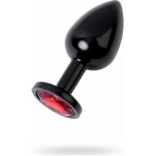 Metal By Toyfa Black anal plug TOYFA Metal,with a ruby colored gem