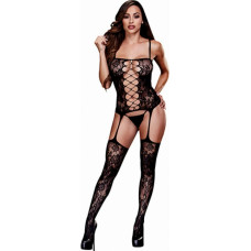 Baci - Korsete priekšpuse Suspender Lace Bodystocking One Size