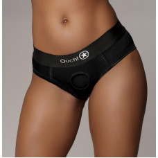 Ouch! By Shots Vibrating Strap-on High-cut Brief - M/L - Black