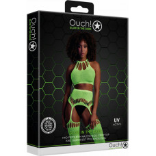 Ouch! By Shots Divdaļīgs ar Crop Top un Zeķes - One Size - Neon Green