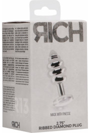 Rich By Shots Ribbed Diamond Plug - 2.8 / 7 cm - Silver