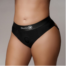 Ouch! By Shots Vibrating Strap-on Thong with Removable Butt Straps - XL/XXL - Black