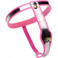 Xr Brands Stainless Steel Adjustable Female Chastity Belt - Pink