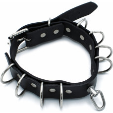 Kiotos Leather Black Leather Collar Multi-D-Rings