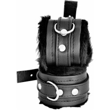 Kiotos Leather Fluffy Inside Black Leather Handcuffs