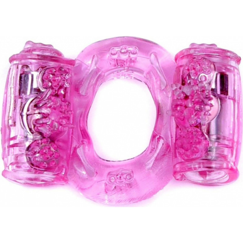 B - Series Easylove Pierścień-Vibrating CockRing Double Pink