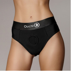 Ouch! By Shots Vibrating Strap-on Thong with Removable Butt Straps - XS/S - Black