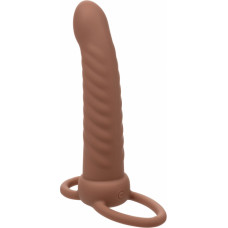 Calexotics Ribbed Dual Penetrator / Brown skin tone