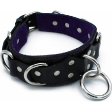 Kiotos Leather Black Leather Collar Deluxel O-Ring Multi-D-Rings