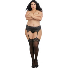 Dreamgirl Sheer Thigh Highs with Lace Top - Plus Size - Black