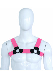 Kiotos Leather Elastic Chest Harness Pink S/M