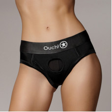 Ouch! By Shots Vibrating Strap-on High-cut Brief - XS/S - Black