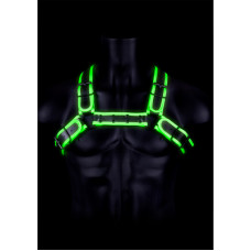 Ouch! By Shots Bulldog Harness with Buckle - Glow in the Dark - L/XL