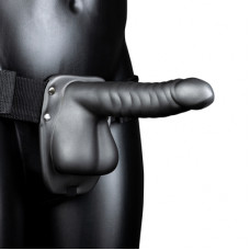 Ouch! By Shots Ribbed Hollow Strap-On with Balls - 8 / 21 cm