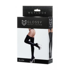 Toyfa Glossy Shiny Wetlook zeķes ar mežģīnēm ELIZA (s)