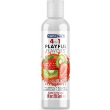 Swiss Navy 4 In 1 Lubricant with Straw-Kiwi Pleasures Flavor - 1 fl oz / 30 ml