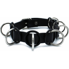 Kiotos Leather Black Leather Collar with 7 Statement Rings