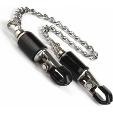 Mr. Steel Barrel Tit Clamps With Chain / Silver