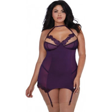 Dreamgirl Microfiber and Mesh Garter Slip - Plus Size