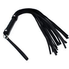 Kiotos Leather Black Leather Flogger with Braided Handle